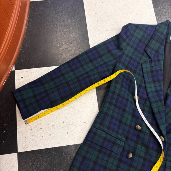 Vintage USA Pendleton Petite Black Watch Tartan Wool Blazer Pants Suit Set 26" - Picture 15 of 16